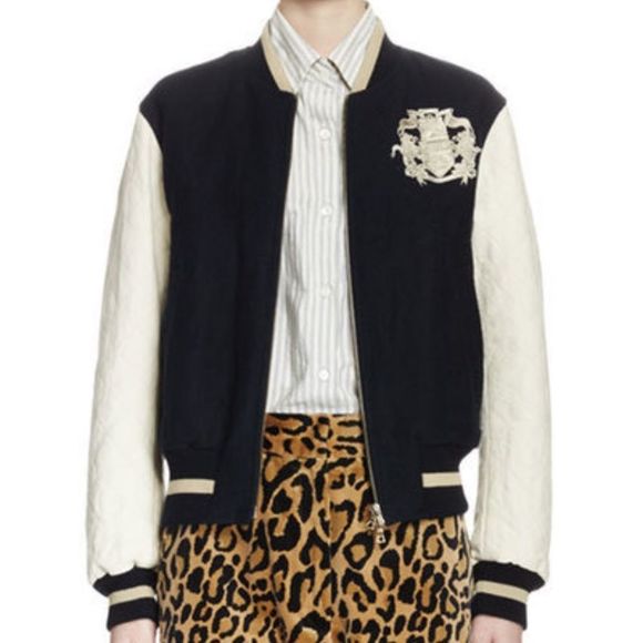 Women's Dries Van Noten Navy Vascot Embroidered Varsity Jacket Size M - Picture 1 of 6